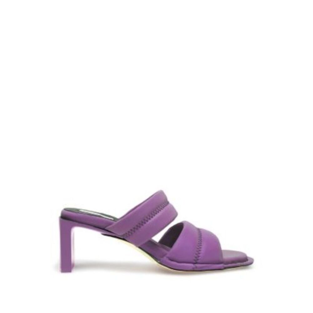 MISTA Womens Purple Quilted Yvonne Round Toe Block Heel Slip On Heeled Sandal 37